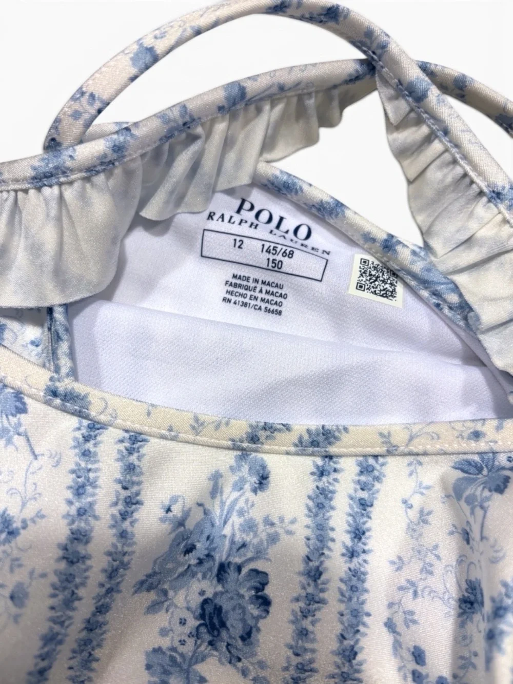 Polo Ralph Lauren Girls Floral Ruffle One-Piece Swimsuit Size 12 NWT